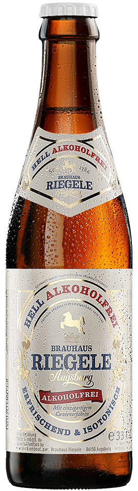 Eine Flasche Riegele Hell alkoholfrei